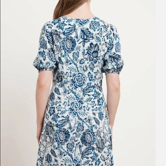 Velvet by graham Spence SHANII silk floral mini dress Batik blue print NWOT XS - Picture 2 of 16